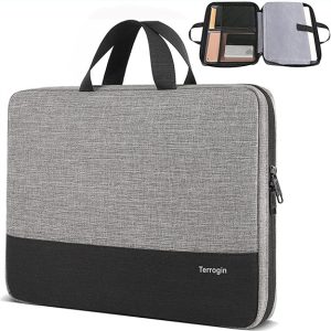 Terrogin Laptop carrying cases, 15.6 inch TSA Laptop Sleeve Computer Bag Water Resistant Computer Case Carrying Cover Compatible for Lenovo, HP, Dell, Asus Notebook, Gifts for Men Women, Grey